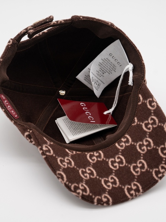 Gucci Women\'s Wool Brown Baseball Cap Hat GG Print Size L main image 5
